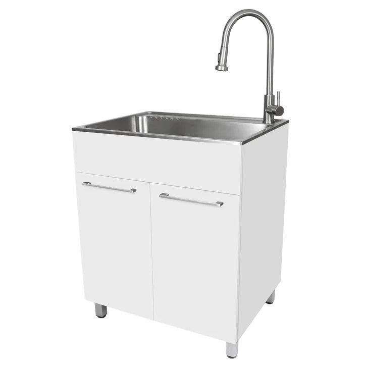 Transform 28 in. All-in-one Utility Sink with Cabinet and Stainless Steel Faucet