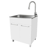 Transform 28 in. All-in-one Utility Sink with Cabinet and Stainless Steel Faucet
