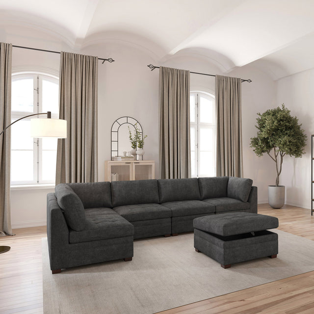 Thomasville Tisdale Tufted 6-piece Fabric Sectional with Storage Ottoman A1