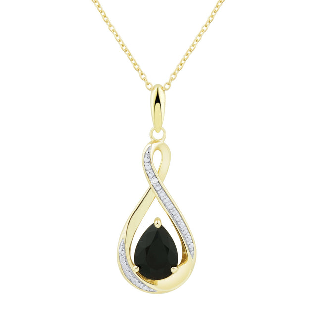 Pear Cut Onyx and Diamond Pendant (0.005 ctw) W4