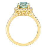 Oval Cut Green Quartz and Diamond Ring (0.40 ctw)