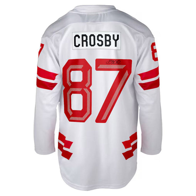 Frameworth Sidney Crosby Signed Team Canada 2026 Olympics White Bauer Replica Jersey L7