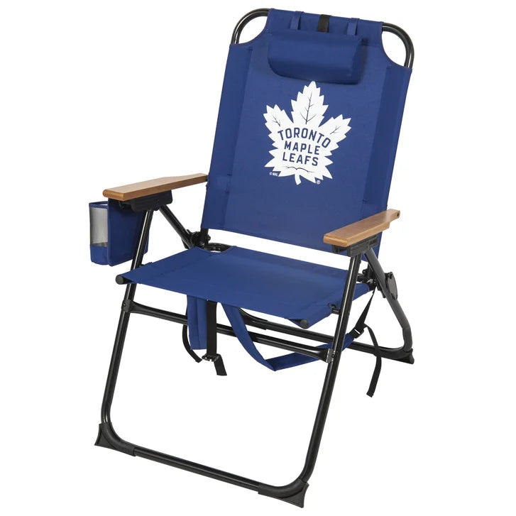 NHL 4-Position Folding Chair With Wood Arms