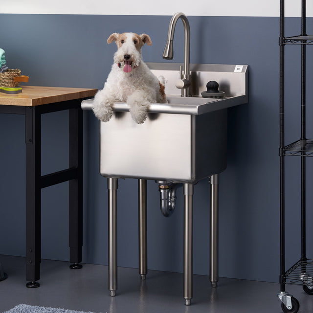 TRINITY Stainless Steel Utility Sink with Pull-out Faucet Z2