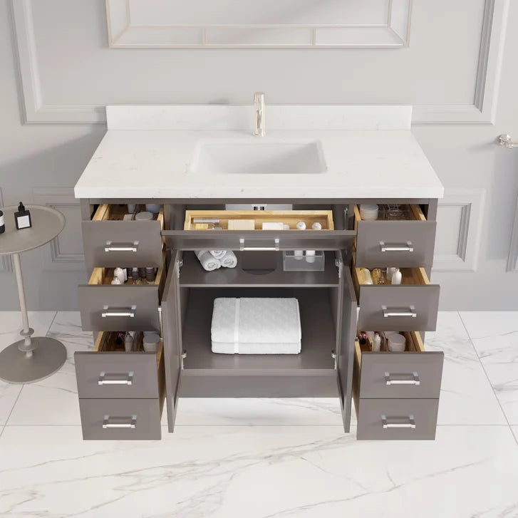 Studio Bathe Calais III Vanity in Mink Grey Finish with Engineered Stone Countertop
