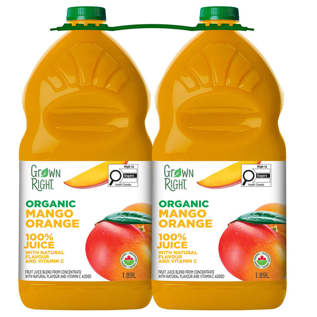 Grown Right Organic Mango Orange Juice, 2 x 1.89 L M1
