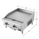 Forno 24 in. Stainless Steel Gas Commercial Heavy Duty Manual Control Griddle