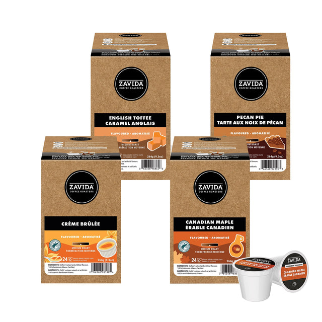 Zavida Caramel Lovers Variety Pack Coffee K-Cup Pods, 96- count V2