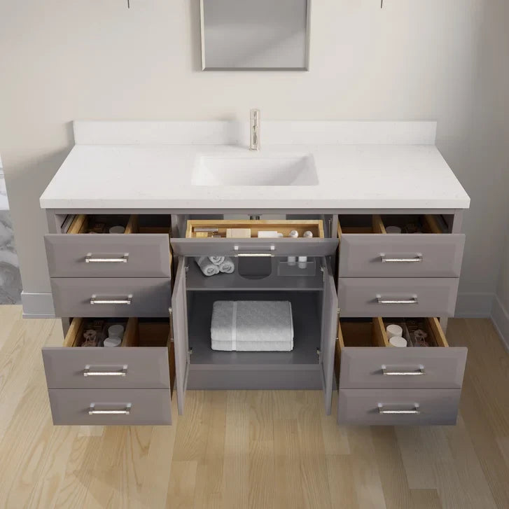 Studio Bathe Calais III Vanity in Mink Grey Finish with Engineered Stone Countertop