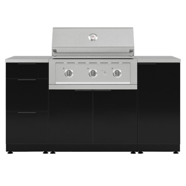 NewAge Products Outdoor Grill Island Aluminum 6-piece Black Cabinet Set - Liquid Propane Performance Grill L3