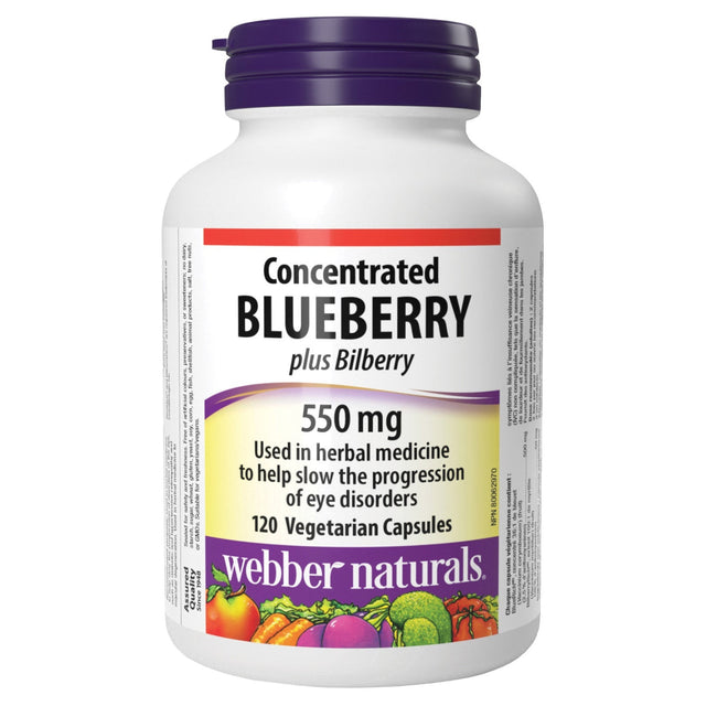 webber naturals Blueberry Plus with Bilberry 500 mg/50 mg Vegetarian Capsules, 120-count, 2-pack R5
