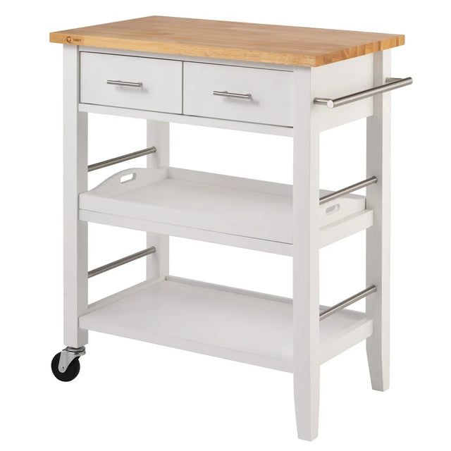 TRINITY White 3-tier Wood Kitchen Cart with Drawers Q1