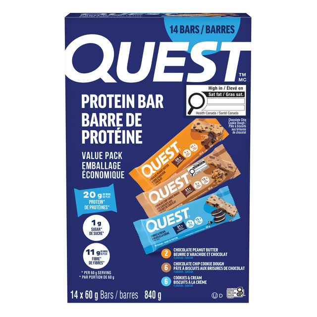 Quest Protein Bars Variety Pack, 14 × 60 g I8