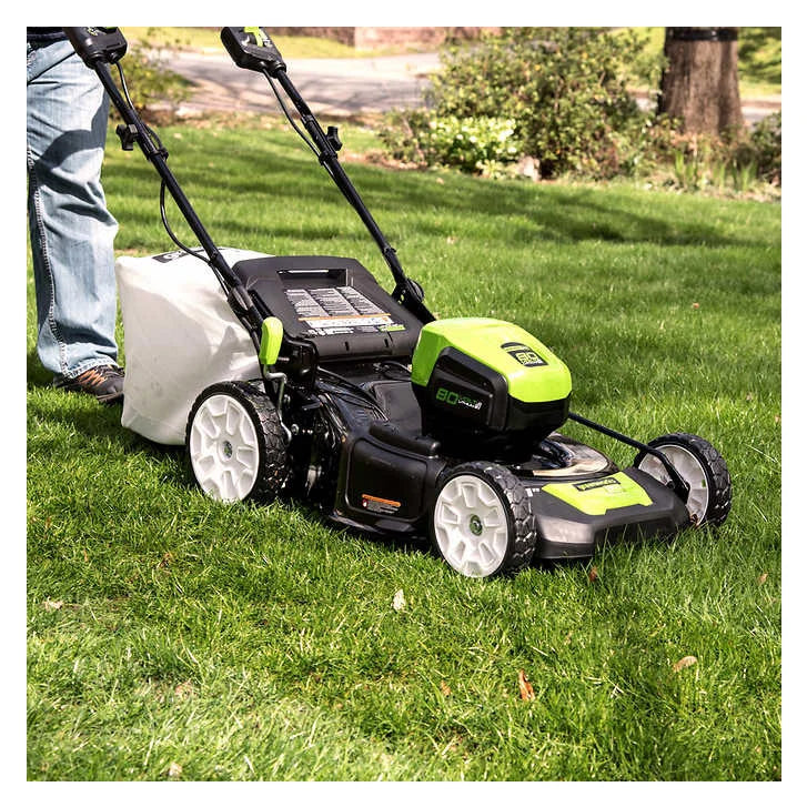 Greenworks 80V TRIO Combo 21-in Brushless Push Mower & 16-in Brushless String Trimmer & 730 CFM - 170 MPH Brushless Blower Combo, (2) 2.0Ah Batteries and 4A Rapid Charger Included