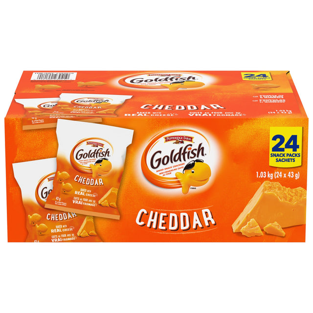 Goldfish Baked Snack Cheddar Crackers, 24 × 43 g (1.5 oz.) H8