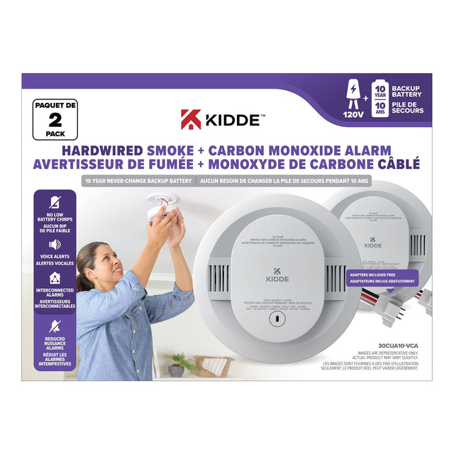 Kidde 120V Hardwired Smoke and Carbon Monoxide Alarm, 2-pack N8
