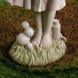 Girl Holding Bubble Lighted Garden Statue Solar Powered LEDs