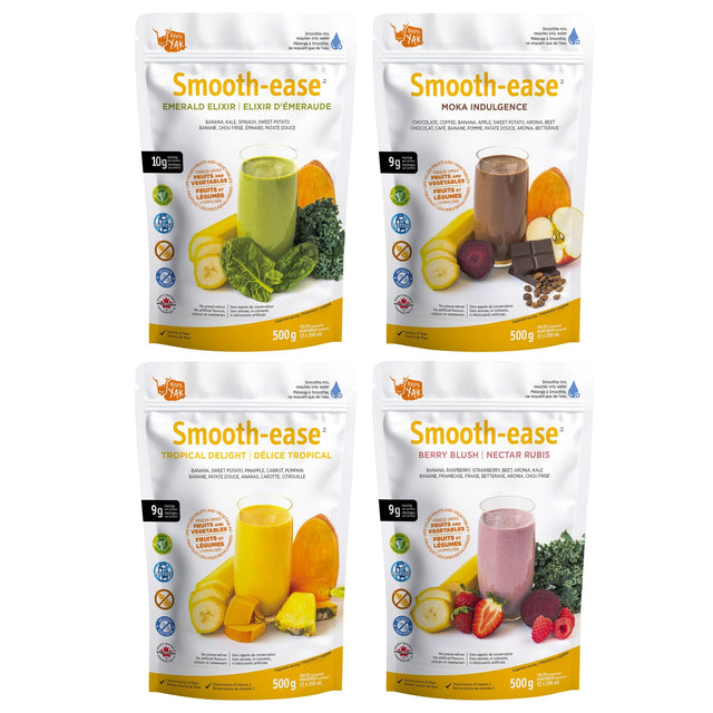 Happy Yak, Smooth-ease Smoothie Mix Variety Pack, 4 × 500 g U0