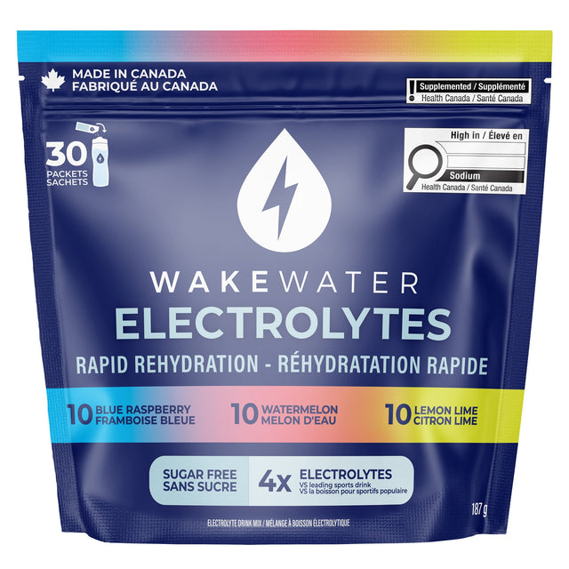 WakeWater Electrolytes Rapid Rehydration Variety Pack, 30 x 6 g H8