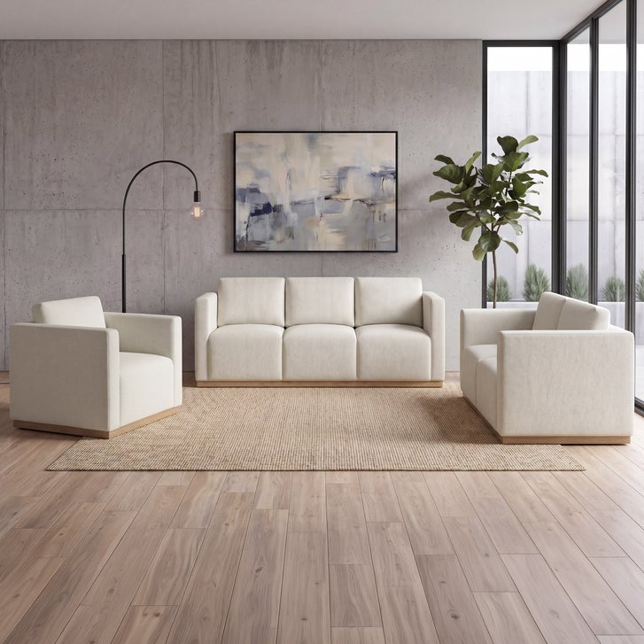 Henredon Fabric Sofa with Wood Base