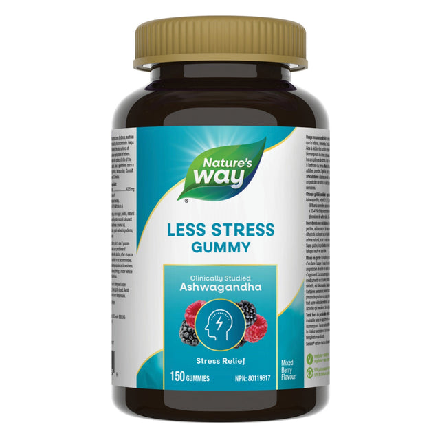 Nature's Way Less Stress Gummy, Ashwagandha 150 Gummies O9