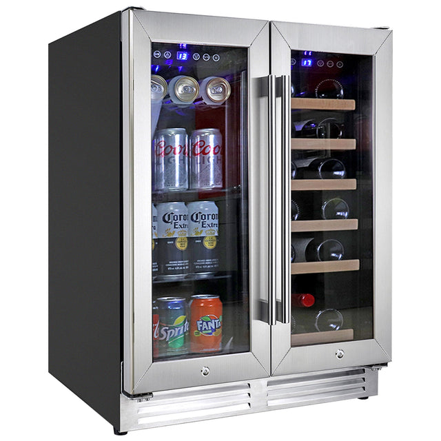 Koolatron 23.5 in. Stainless Steel Built-in Dual Zone Beverage Center for 18-Bottles and 56 Cans S2