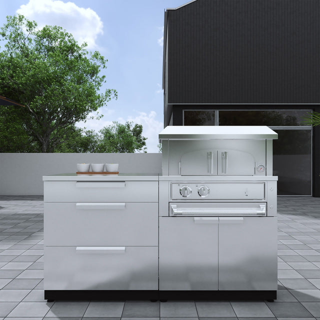 NewAge Products 5-piece Outdoor Stainless Steel Cabinet Set with Built-in Pizza Oven - Liquid Propane D8