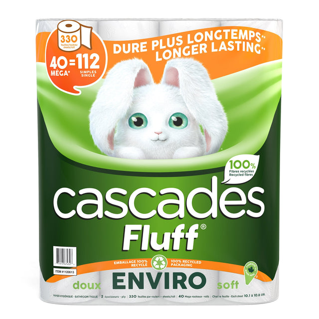 Cascades Fluff 2-ply Bathroom Tissue, 40-pack F0