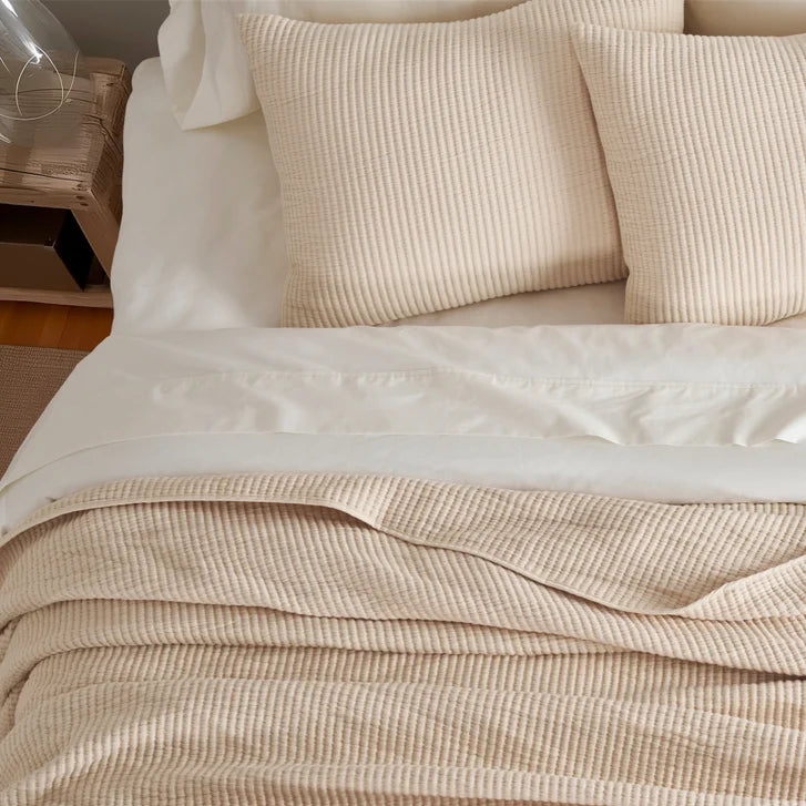 Evergrace Cotton Ribbed Quilted Coverlet Set