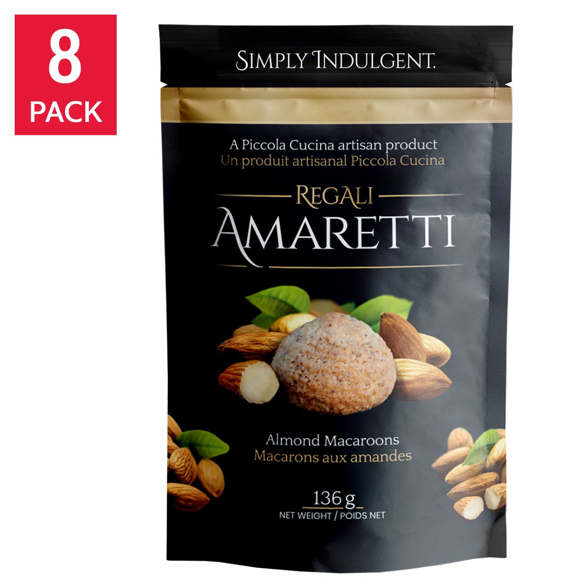 Piccola Cucina Regali Almond Macaroons, 8 × 136 g