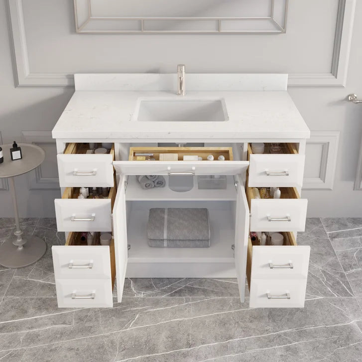 Studio Bathe Calais III Vanity in White Finish with Engineered Stone Countertop
