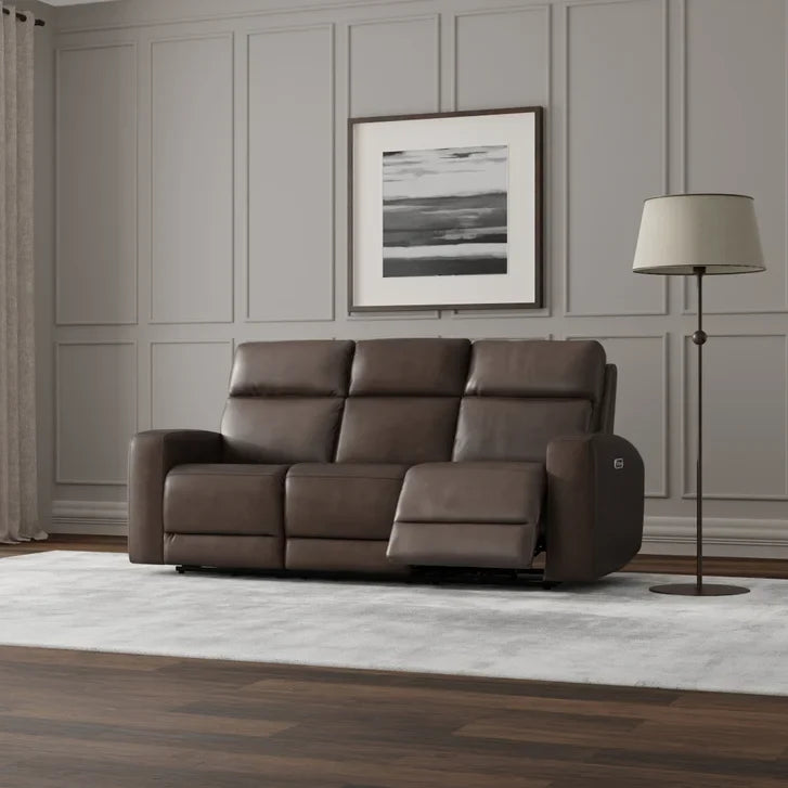 NiceLink Marlowe Top Grain Leather Power Sofa with Lumbar Support