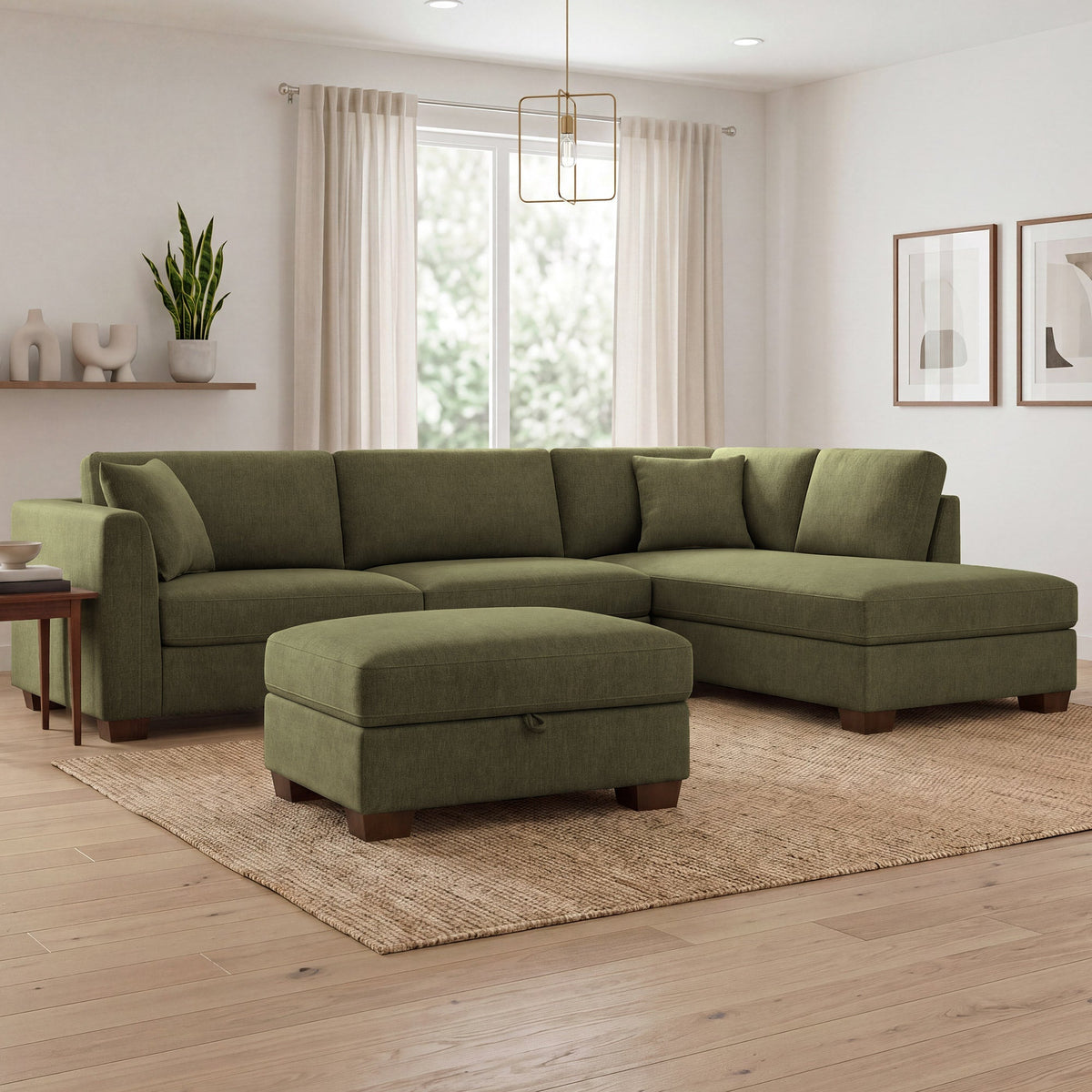 Thomasville Walsen 3-piece Fabric Sectional with Storage Ottoman