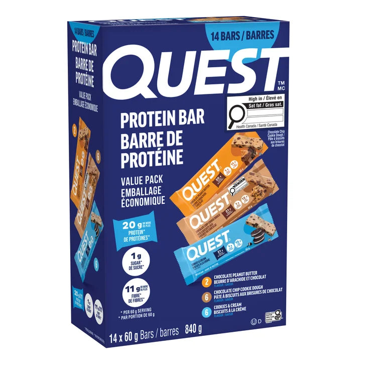 Quest Protein Bars Variety Pack, 14 × 60 g