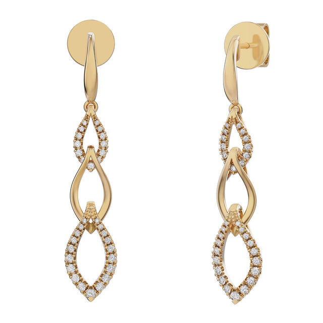 Round Brilliant Diamond Marquise-Shaped Dangle Earrings (0.31 ctw) S0