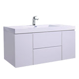 SERA CAPRI Glossy White Wall-Hung Vanity with Glossy White Polymarble Countertop