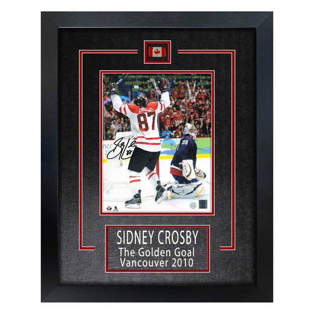 Frameworth Sidney Crosby Team Canada Signed Framed 8×10 Golden Goal Photo R3