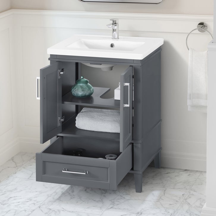 OVE Decors Navata 24 in. Vanity With White Ceramic Top
