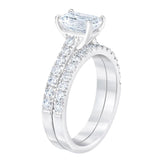 2.29 ctw Emerald and Round Brilliant Cut, Clarity VVS1, Colour H, Diamond Wedding Set