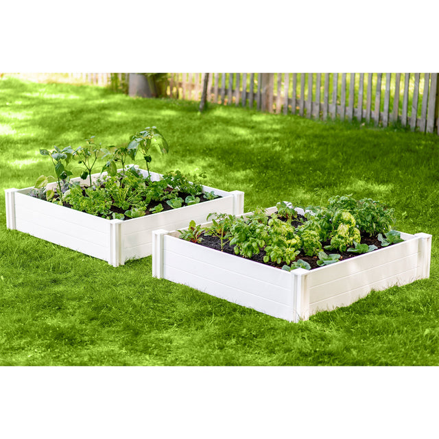 4 ft. x 4 ft. White Vinyl Raised Garden Bed 2-pack A5