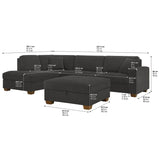 Thomasville Miles 3-piece Left-hand Facing Fabric Sectional with Storage Ottoman