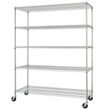 TRINITY 5-Tier Chrome Wire Shelving Rack With Wheels, 60" x 24" x 72"