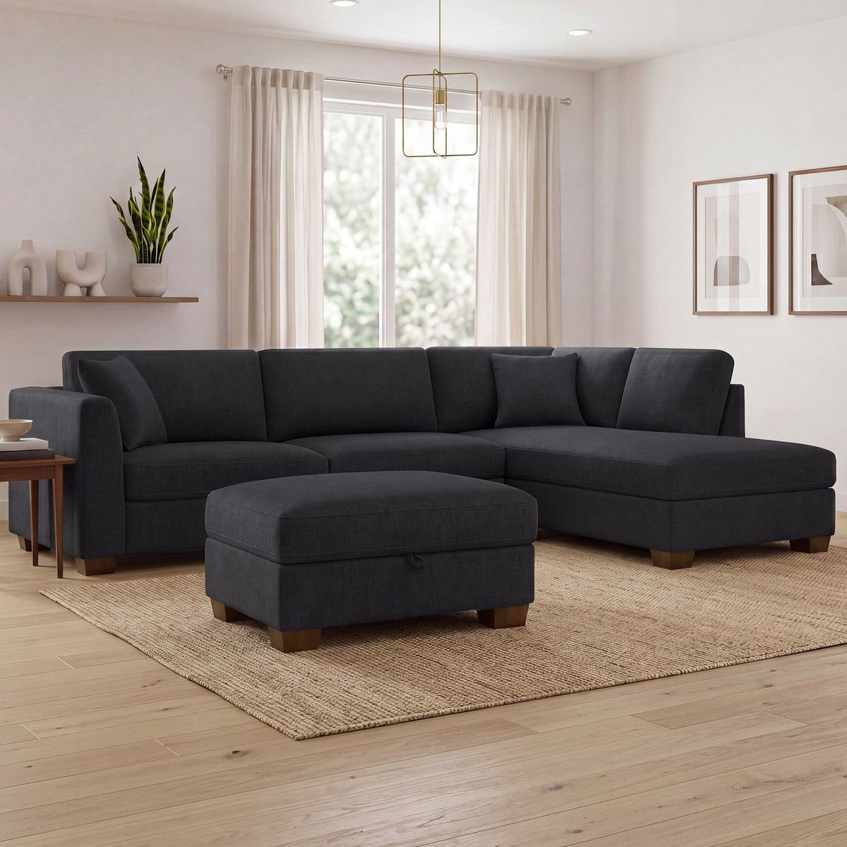 Thomasville Walsen 3-piece Fabric Sectional with Storage Ottoman