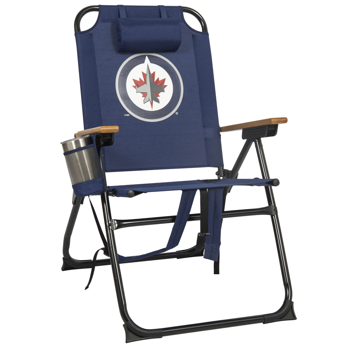 NHL 4-Position Folding Chair With Wood Arms