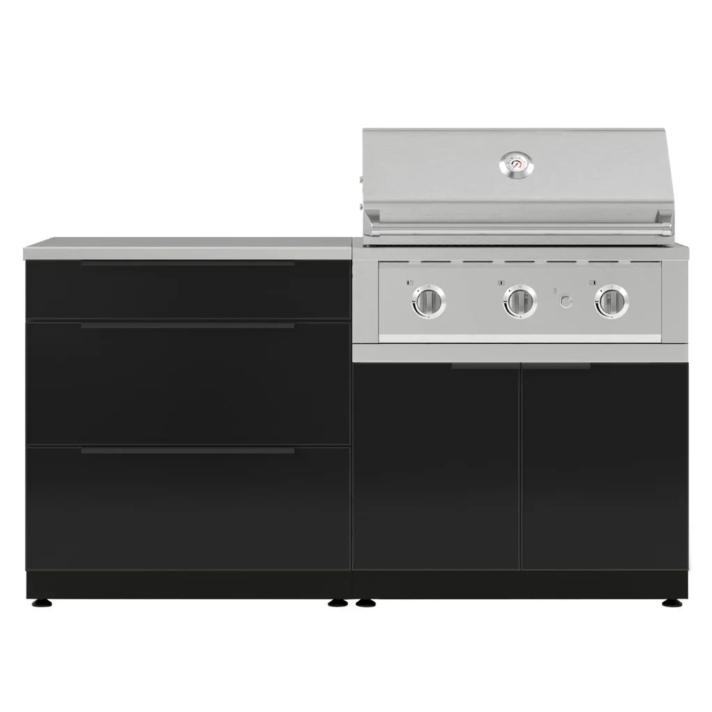 NewAge Products 4-piece Outdoor Kitchen Aluminum Set Black - Propane Gas