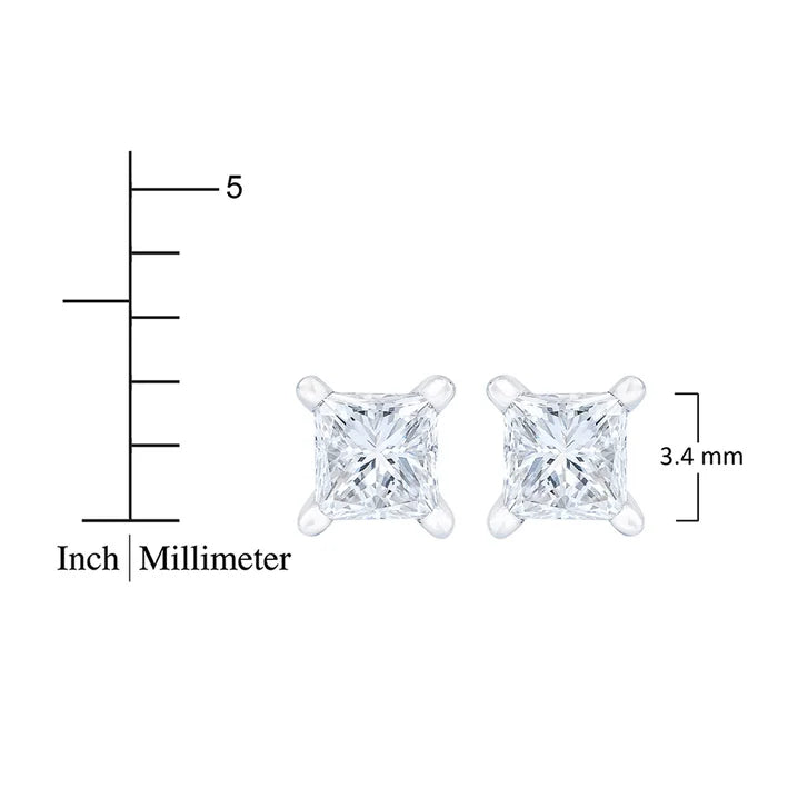 Princess Cut Diamond Stud Earrings (0.48 ctw)