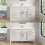 Studio Bathe Calais III Vanity in White Finish with Engineered Stone Countertop