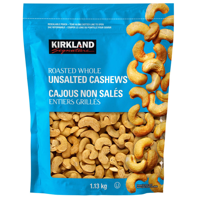 Kirkland Signature Roasted Whole Unsalted Cashews, 1.13 kg A5