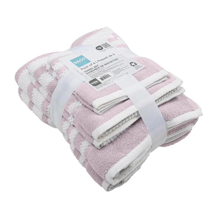 Textured Stripe Towel Set, 6-piece