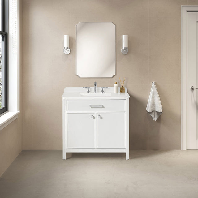 OVE Decors Margie Vanity in White Finish with Quartz Countertop R9